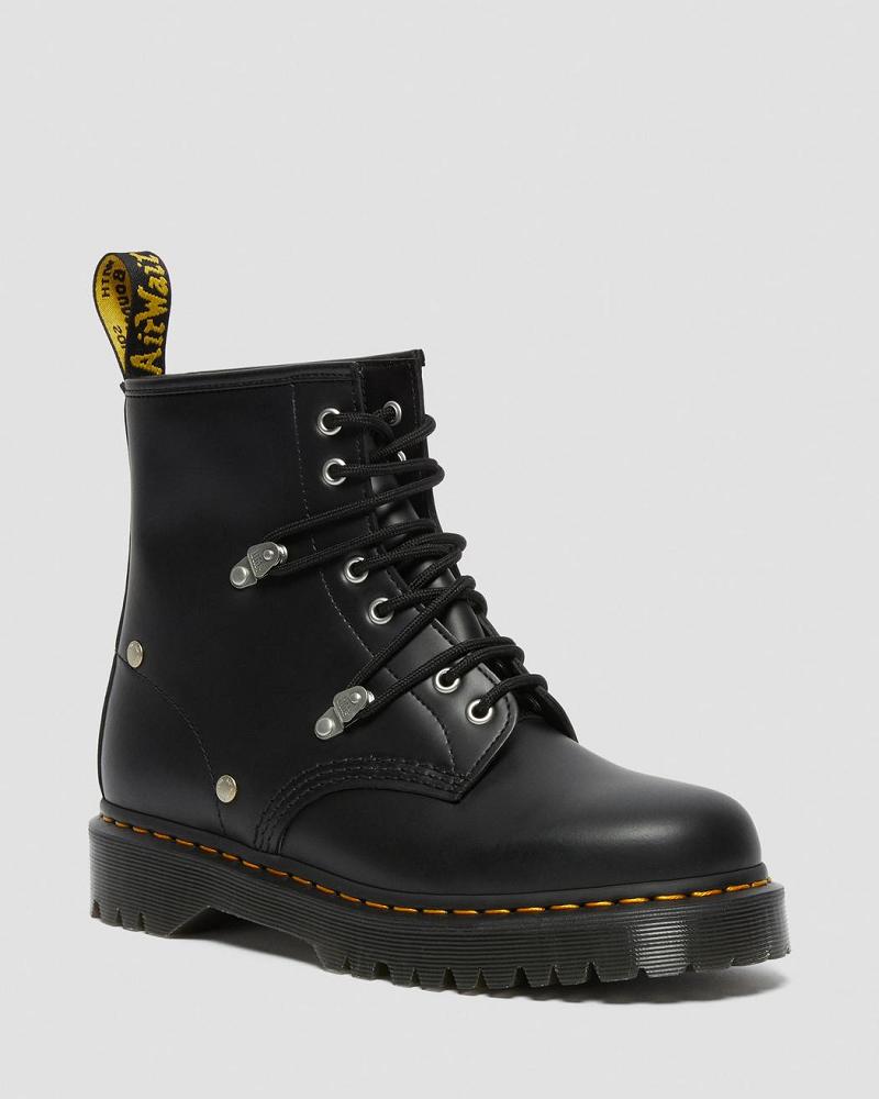 Dr Martens 1460 Bex Stud Lær Snørestøvletter Dame Svarte | Norge 620JPQ